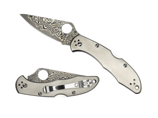 Spyderco Delica Titanium/Damascus