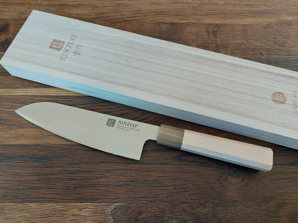 Xinzuo Aogami Sanmai Santoku 18cm